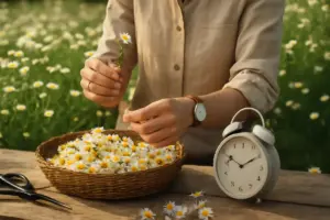 Raccolta della camomilla fai da te: la tempistica segreta per ottenere fiori ricchi di principi attivi